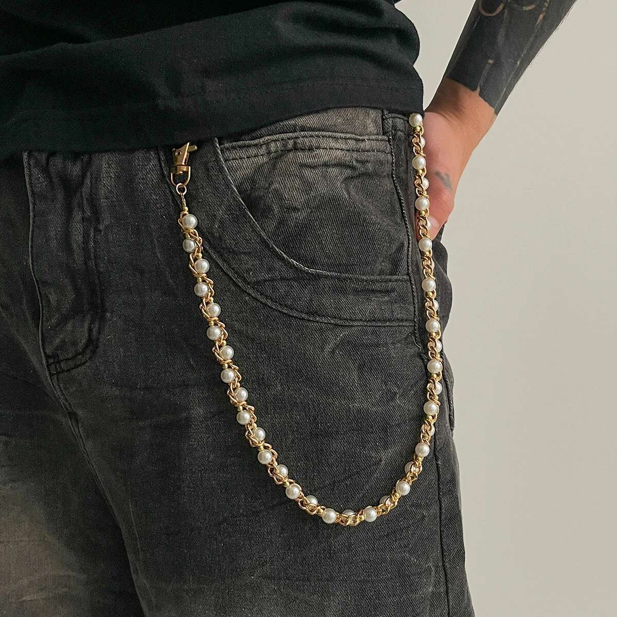 Body Jewelry Men - Ingemark Punk Imitation Pearl Trousers Hipster