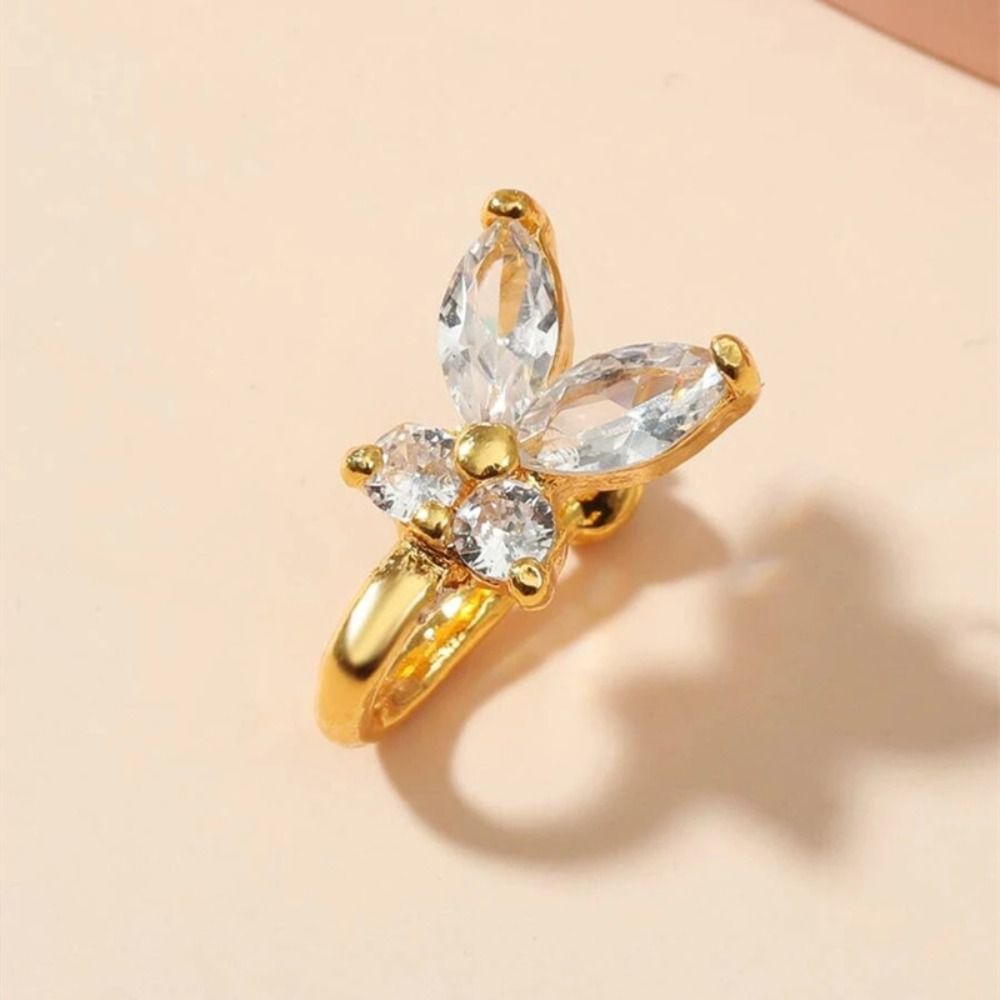 Body Jewelry Nose Ring - Rhinestone Butterfly Nose Ring Zircon Copper