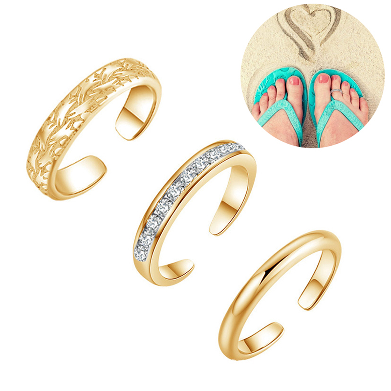 Body Jewelry Lot - Trio Set Women's Toe Rings, 18K