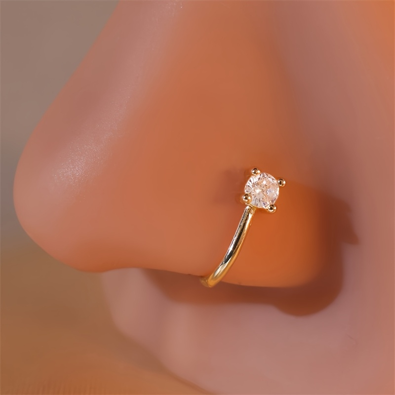 Body Jewelry Nose Ring - 1-Piece Round Zircon Non Perforated Nose