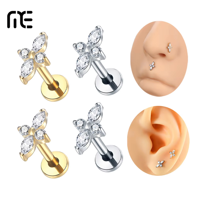 Tragus Flat Back - 1PC G23 Titanium Labret Piercing Jewelry