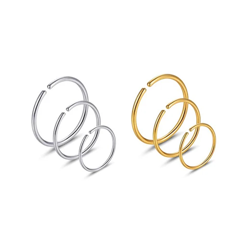 Body Jewelry Lot - 6pcs/lot Hypoallergenic Nose Rings Hoops 316L