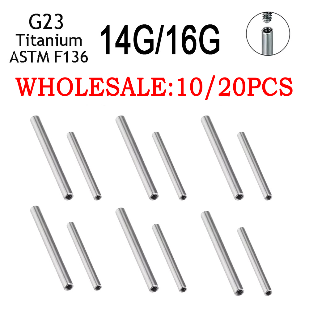 Body Jewelry Internally Threaded - 10pcs/lot ASTM F136 Titanium 14G 16G