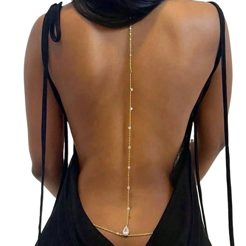 Qualiti Body Jewelry - Bride Backless Rhinestone Waterdrop Body Chain