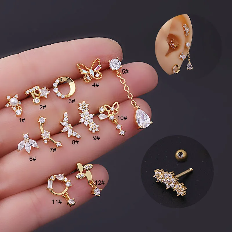 Tragus Flat Back - 16G Tragus Helix Conch Piercing Jewelry