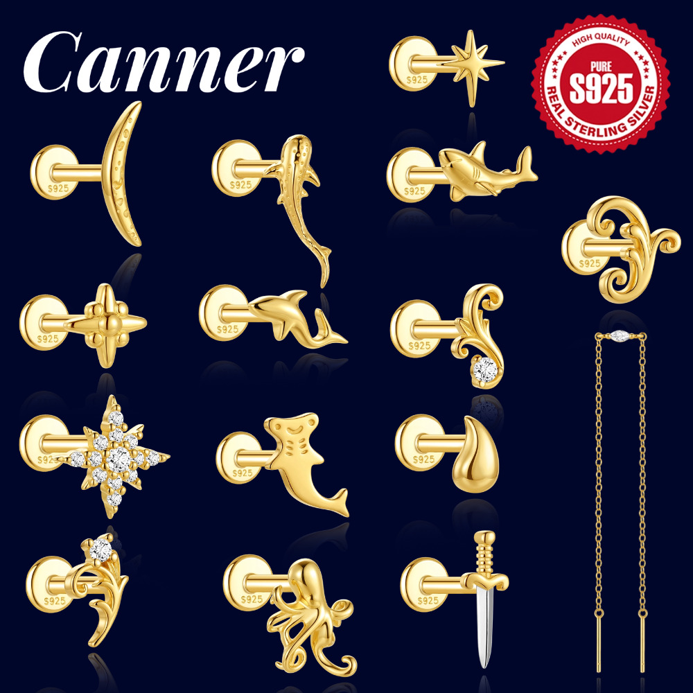 Tragus Flat Back - Canner 925 Sterling Silver Helix Earpiercings