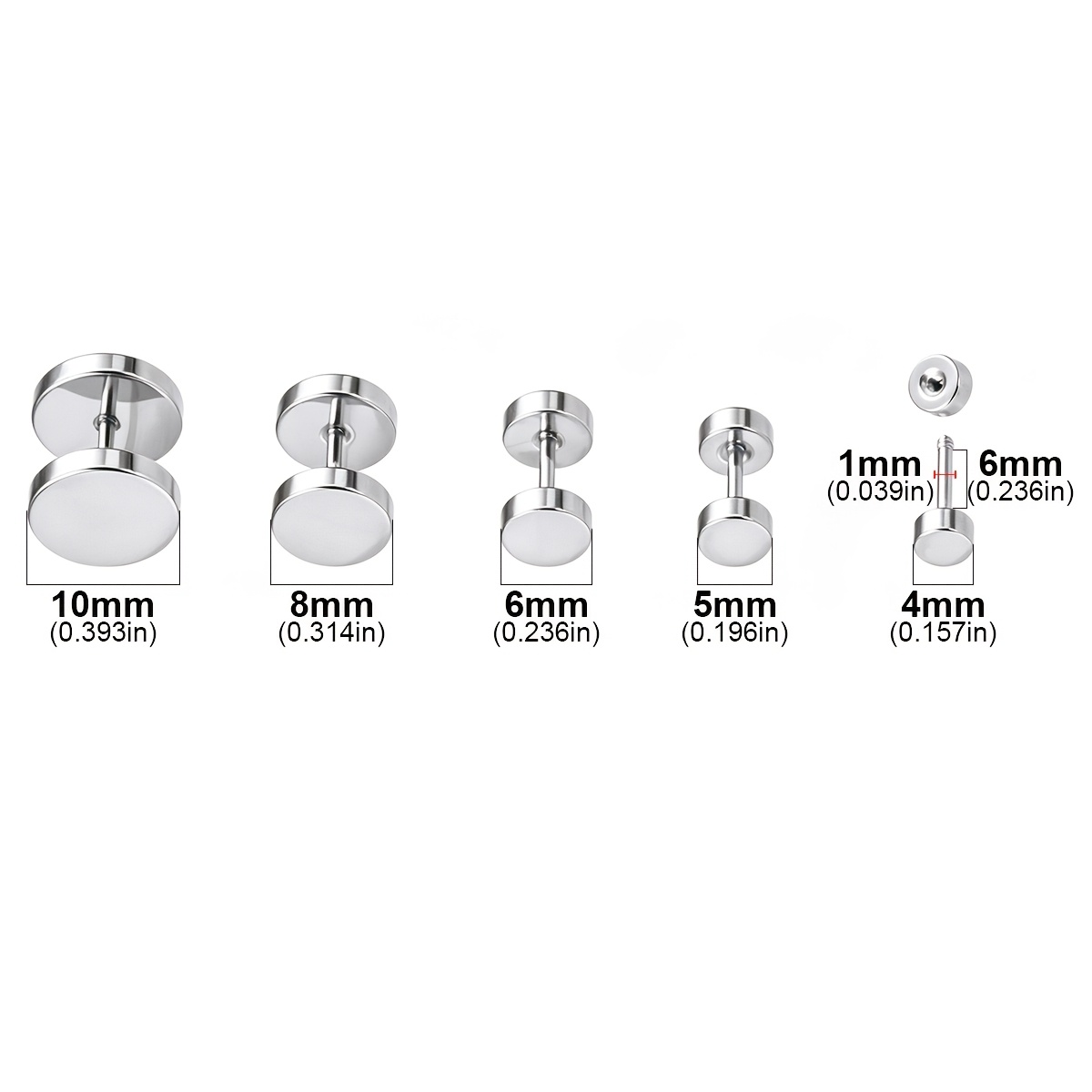 2D Flat 5pcs Stainless Steel E - огляд і ціна Tragus Flat Back