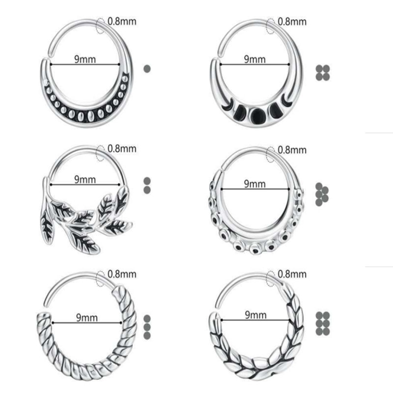6 pieces of women's nose ring  - огляд і ціна Body Jewelry Metal Types