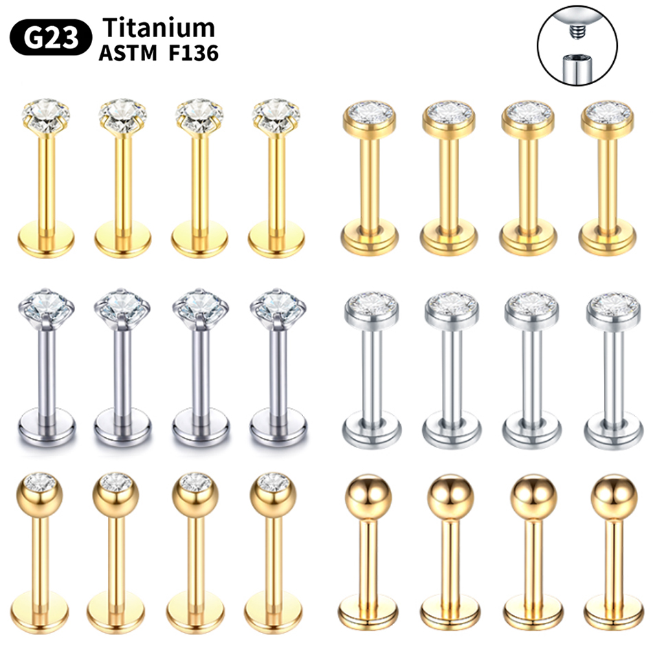 10PCS G23 Titanium Labret Pier - огляд і ціна Body Jewelry Internally Threaded