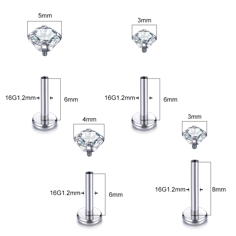 10PCS G23 Titanium Labret Pier - огляд і ціна Body Jewelry Internally Threaded