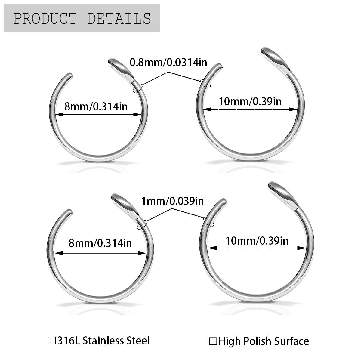 2 Pcs Stainless Steel Personal - огляд і ціна Body Jewelry Metal Types