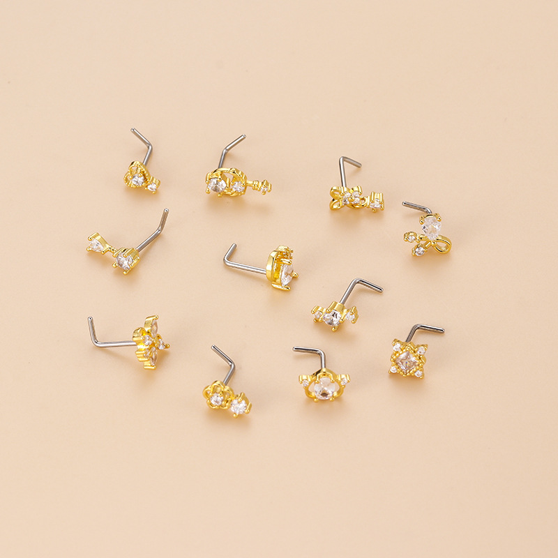 20G L-Shaped Cubic Zircon Nose - огляд і ціна Body Jewelry Nose Ring