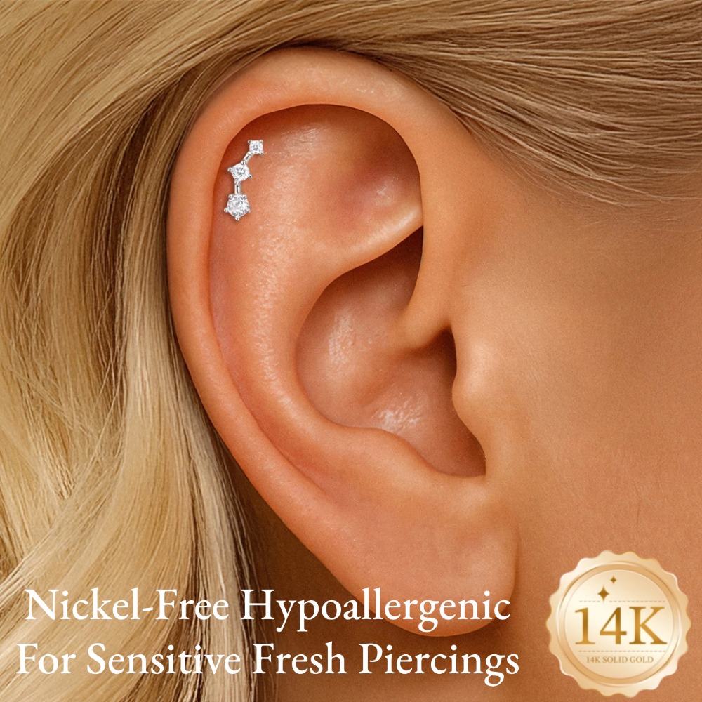 DIeSchein 14K Solid Gold CZ Ca - огляд і ціна Tragus Flat Back