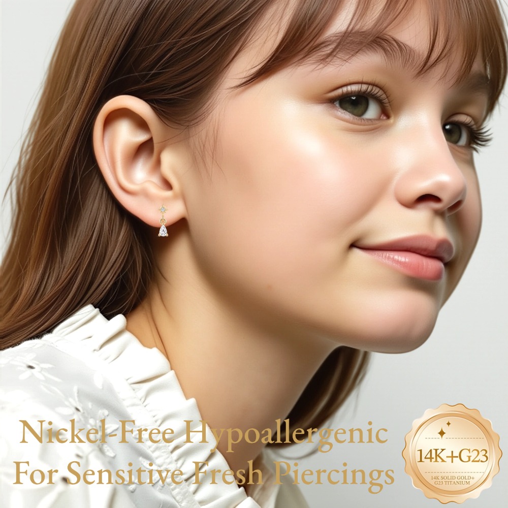 DIeSchein 14K Gold Stud Earrin - огляд і ціна Tragus Flat Back