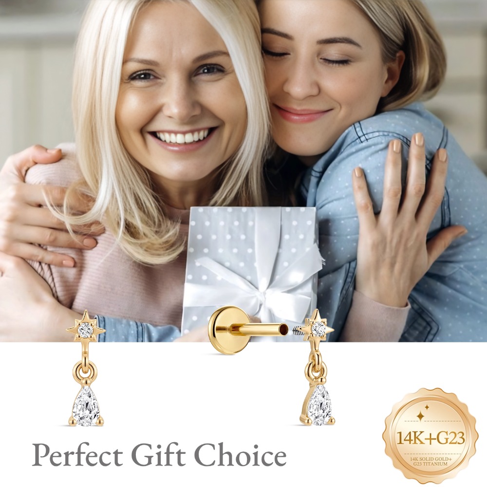 DIeSchein 14K Gold Stud Earrin - огляд і ціна Tragus Flat Back