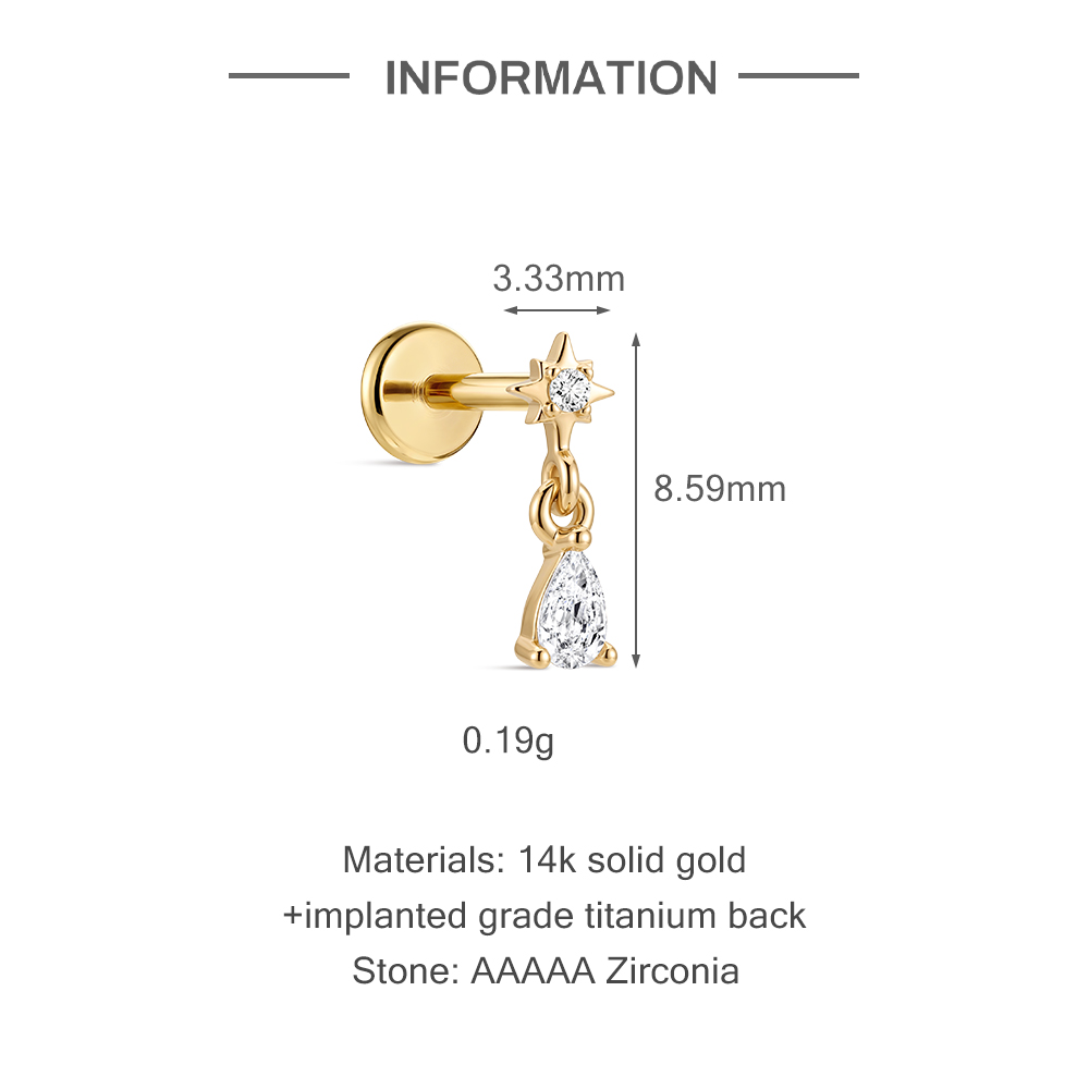 DIeSchein 14K Gold Stud Earrin - огляд і ціна Tragus Flat Back