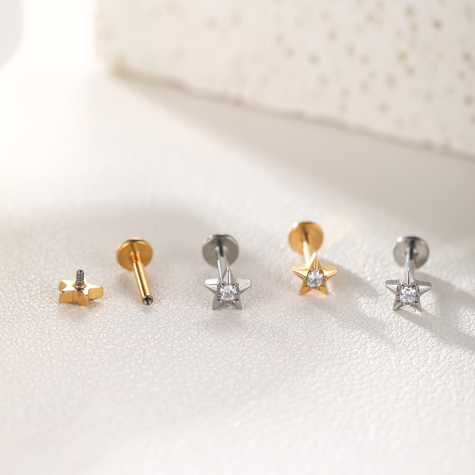 1Pc Titanium Zircon Ear Tragus - огляд і ціна Body Jewelry Internally Threaded