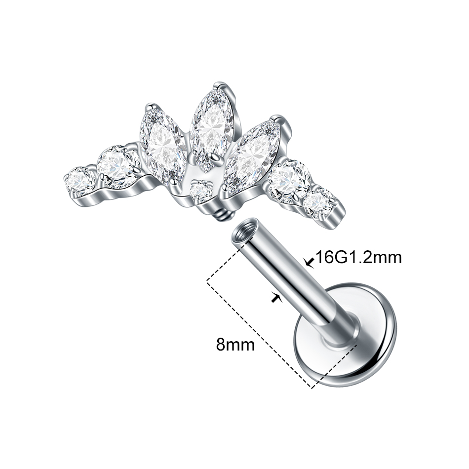 1PC Titanium Zirconia Dolphin  - огляд і ціна Body Jewelry Internally Threaded