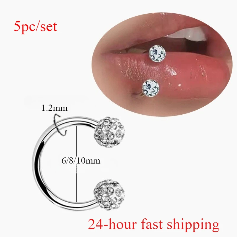 5pc Stainless Steel Rhinestone - огляд і ціна Body Jewelry Metal Types