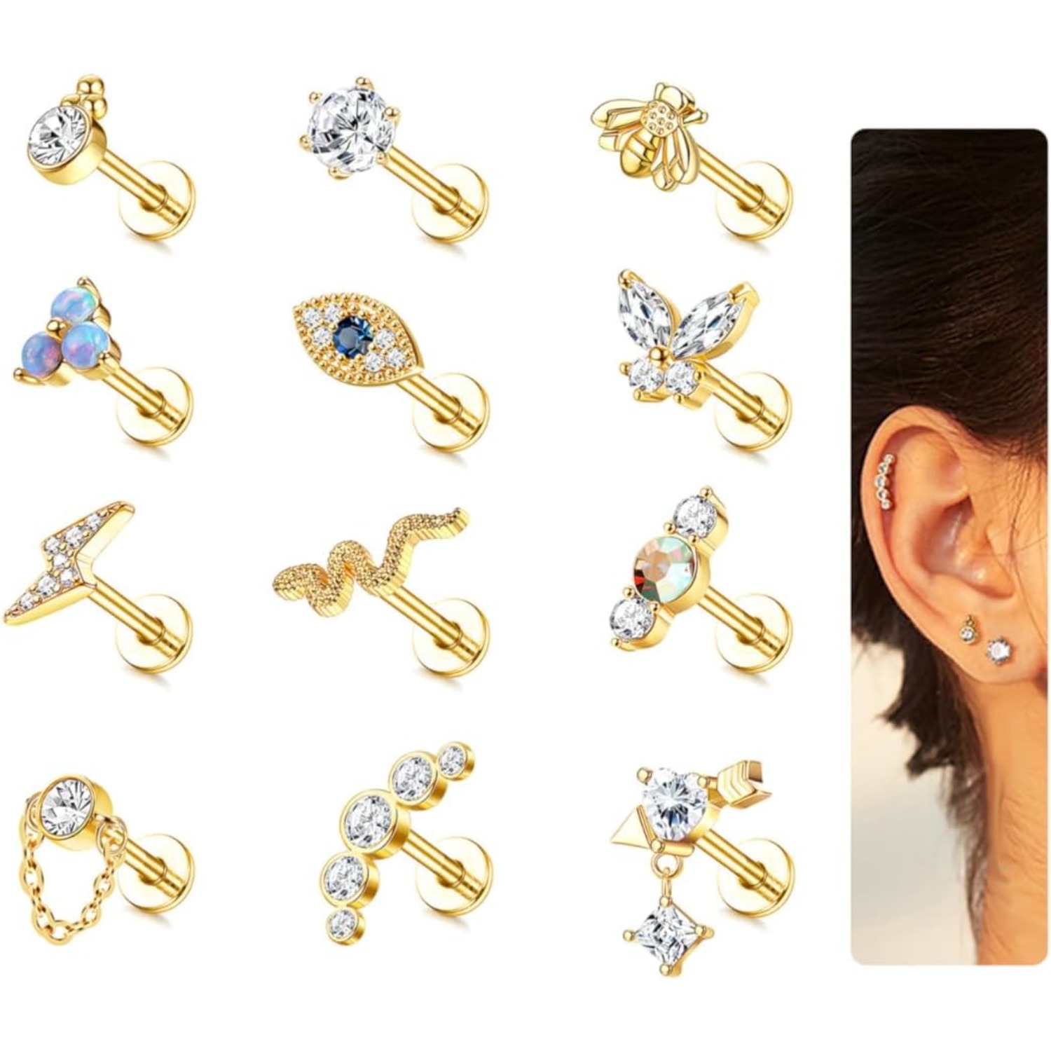 Bobisty 1Pc Cartilage Earrings - огляд і ціна Tragus Flat Back