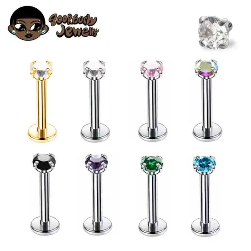 1Pcs G23 Titanium Piercing CZ  - огляд і ціна Body Jewelry Internally Threaded