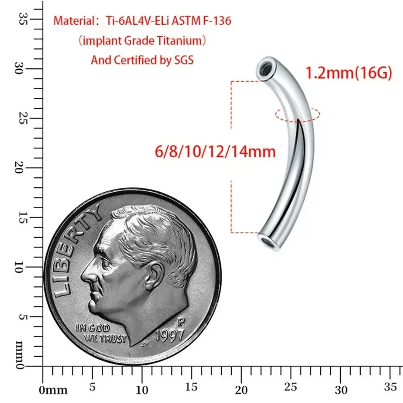 10 Pcs/Lot ASTM F136 Titanium  - огляд і ціна Body Jewelry Internally Threaded