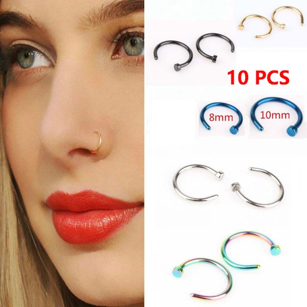 10 Pcs Thin Stainless Steel Fo - огляд і ціна Body Jewelry Nose Ring