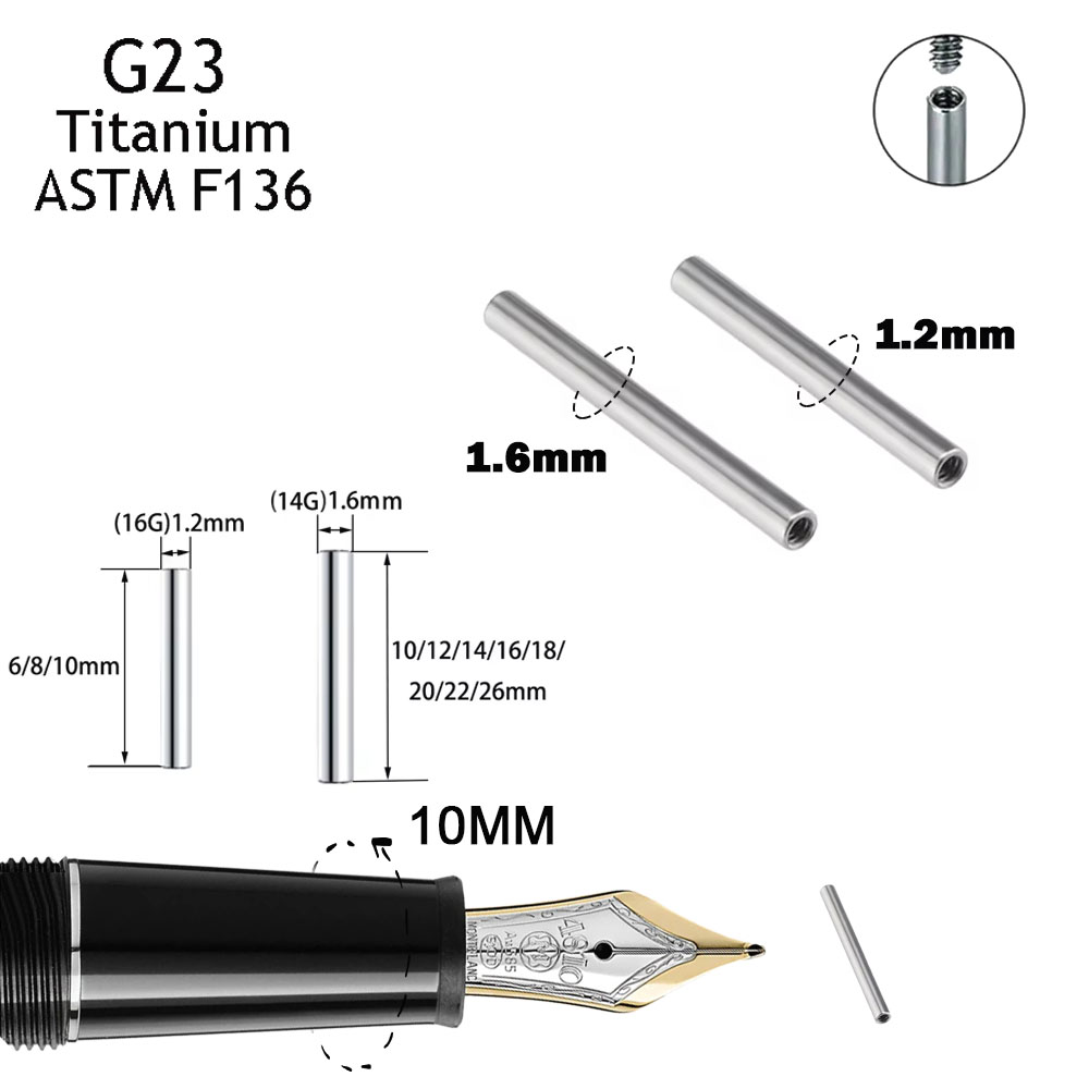 10pcs/lot ASTM F136 Titanium 1 - огляд і ціна Body Jewelry Internally Threaded
