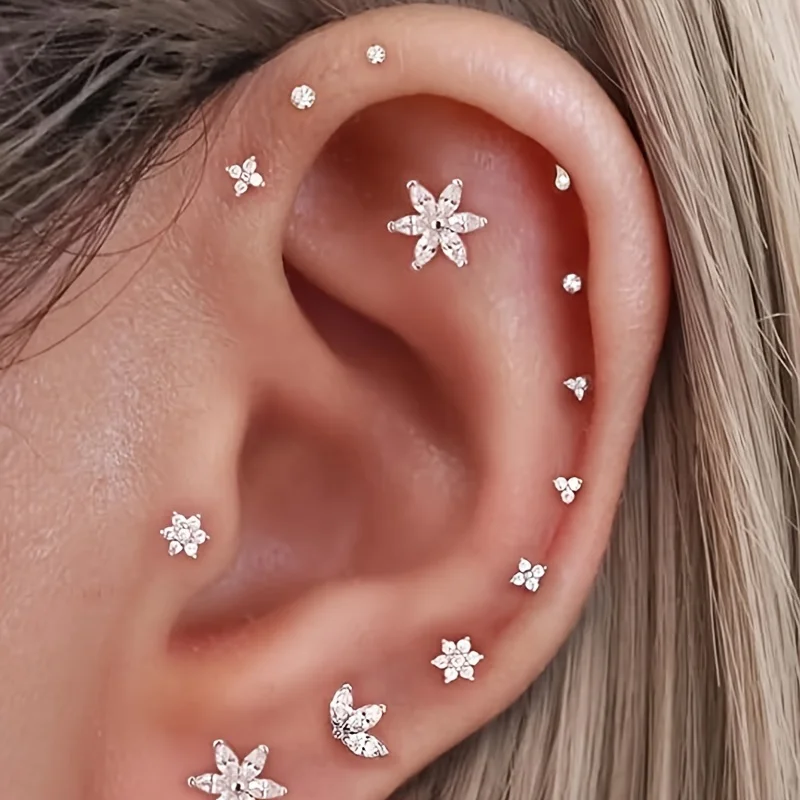 6pcs Threadless Flat Back Earr - огляд і ціна Tragus Flat Back