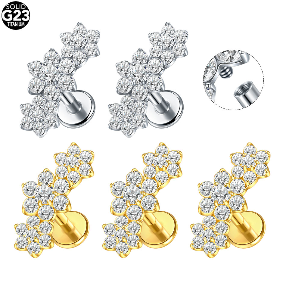 1/5PCS Titanium Labret Ear Tra - огляд і ціна Body Jewelry Internally Threaded